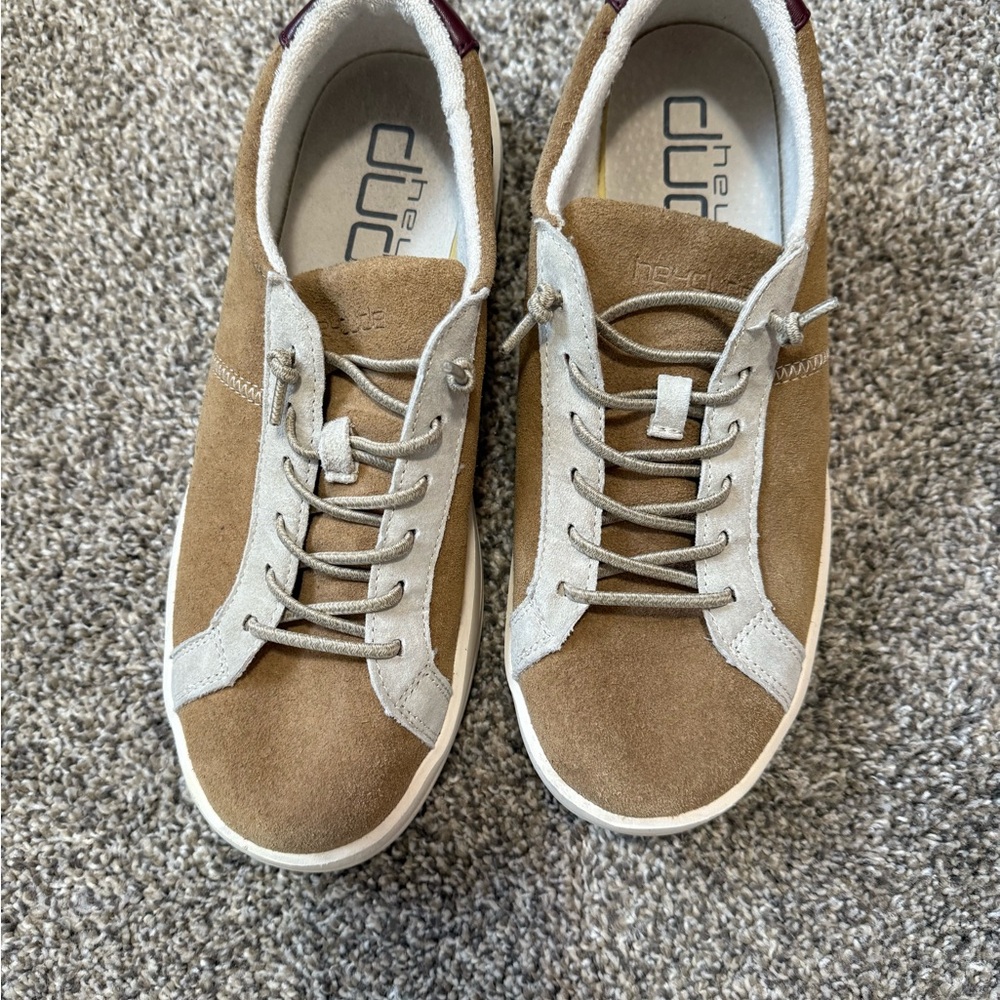 Hey Dude Women’s Tan Suede Sneakers